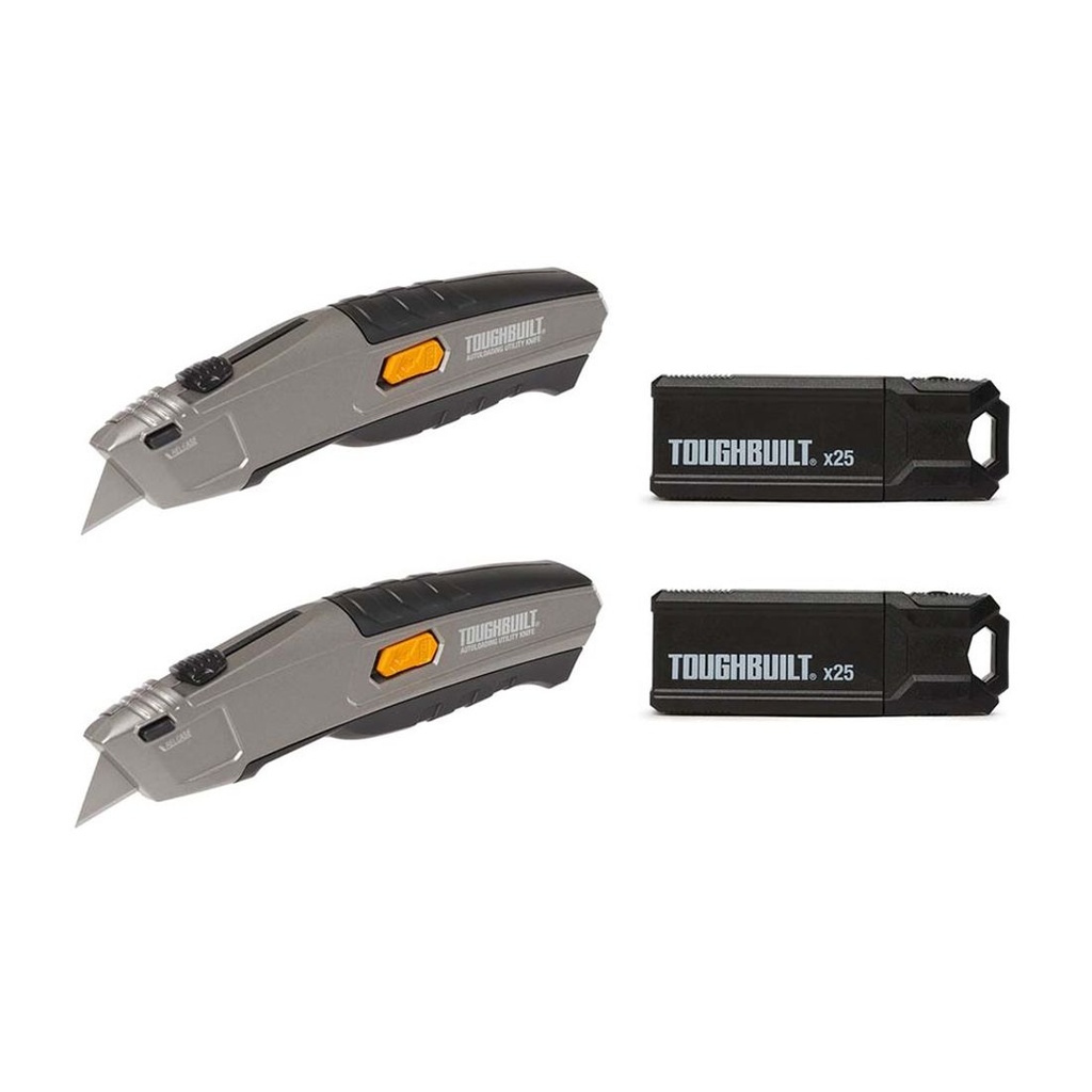 2-Pack AutoloadingUtility Knives+50 blades ToughBuilt®