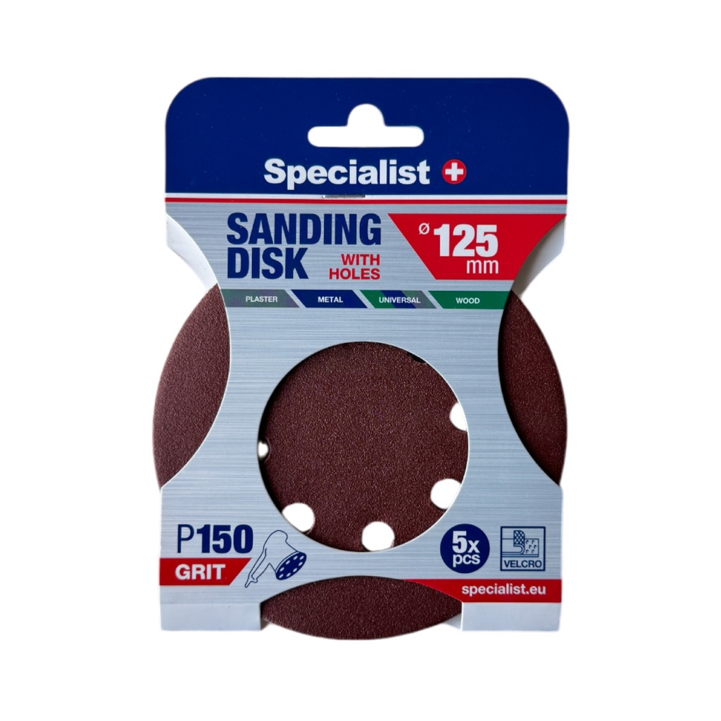 SPECIALIST+ lihvpaber aukudega P150, 125 mm, 5 tk