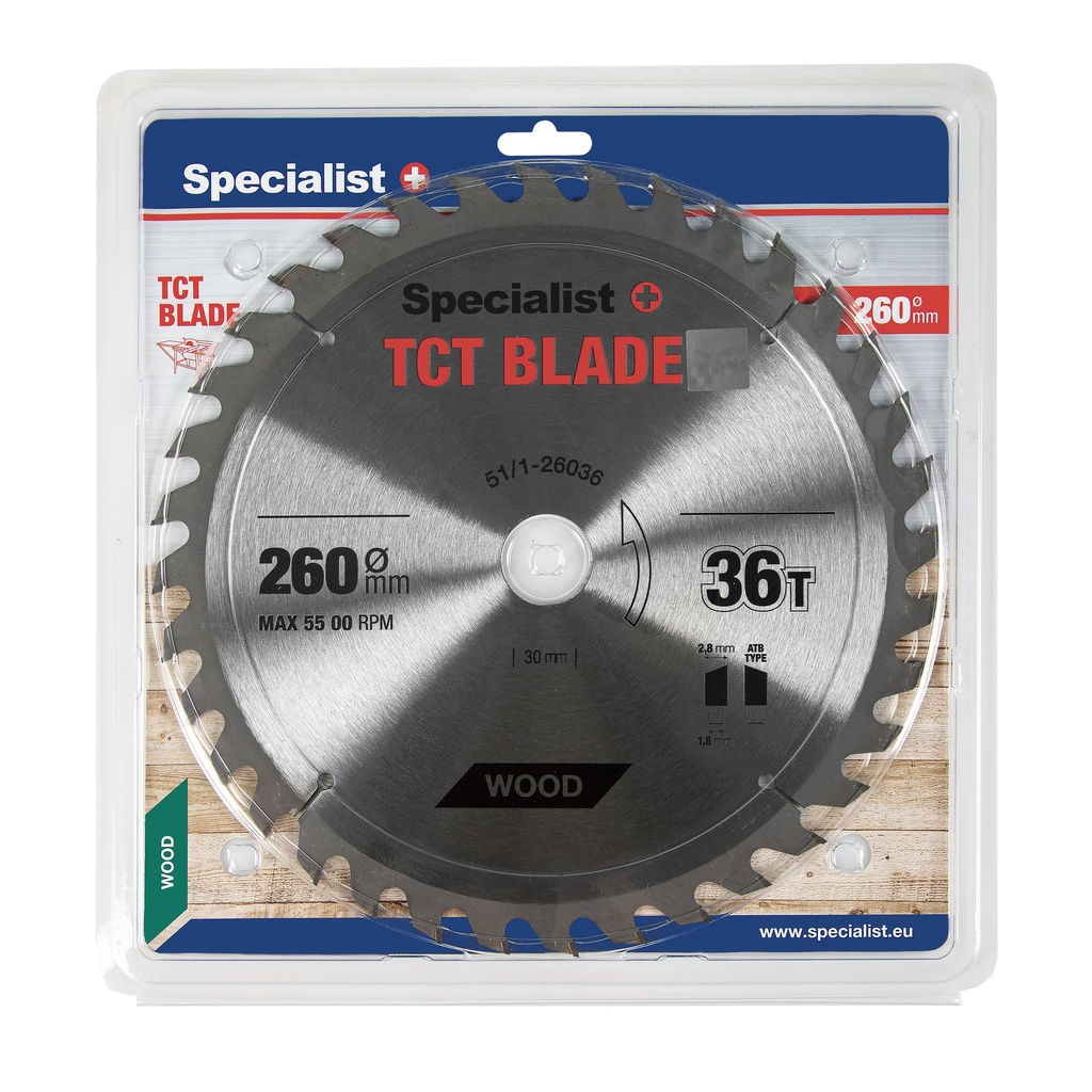 SPECIALIST+ TCT blade, 260x36Tx30 mm