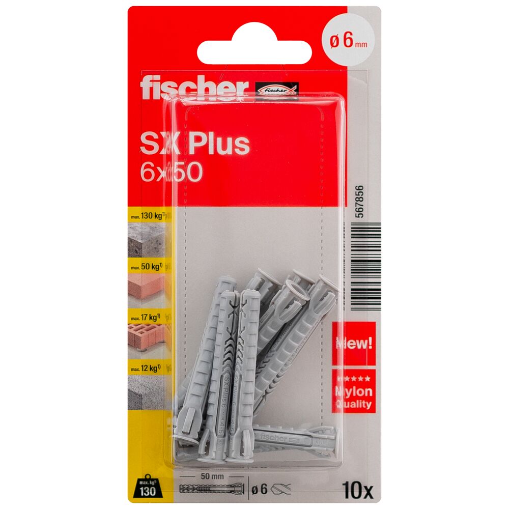 FISCHER expansion plug SX Plus, 6x50 mm, 10 pcs.
