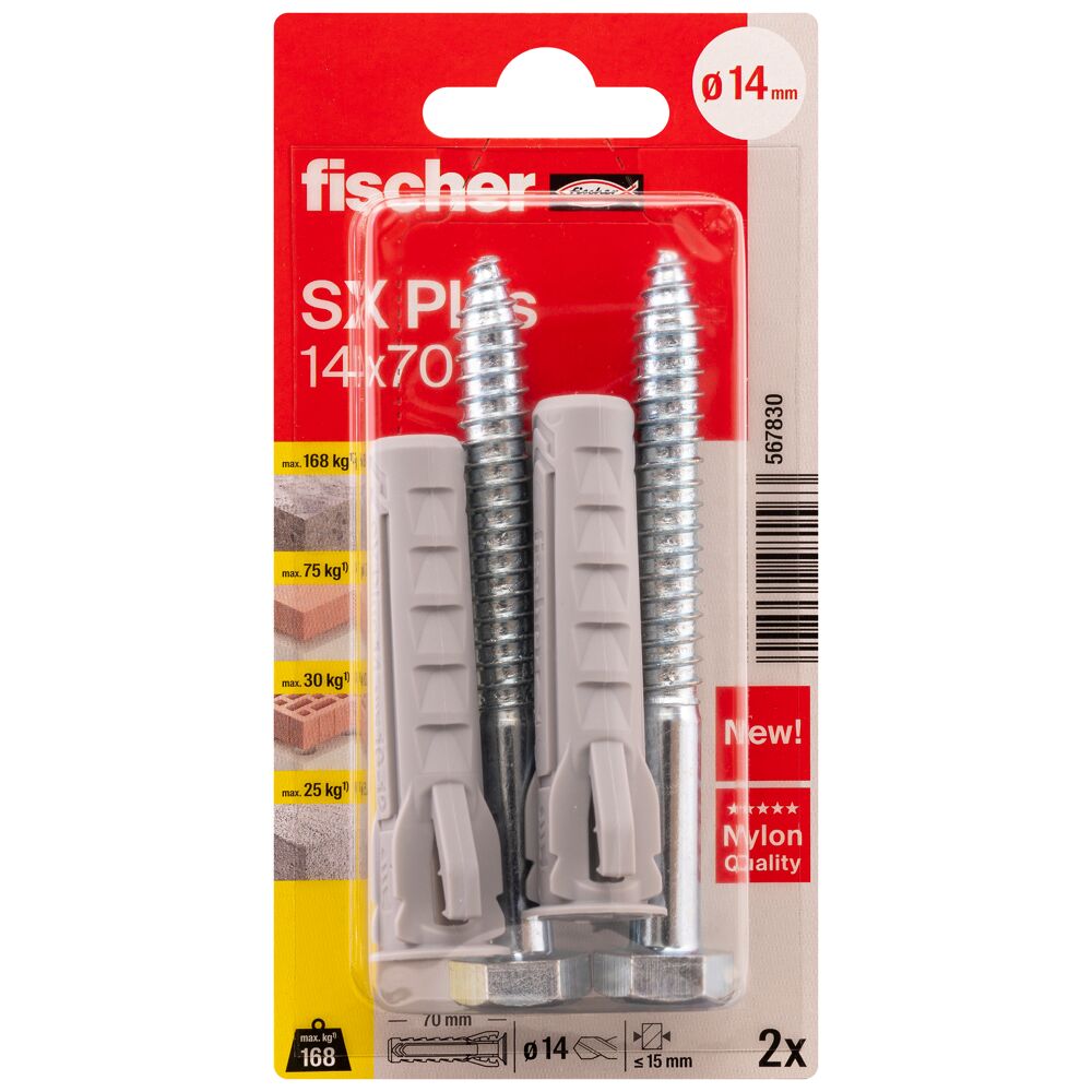 FISCHER kaiščiai su varžtais SX Plus S, 14x70 mm, 2 vnt.