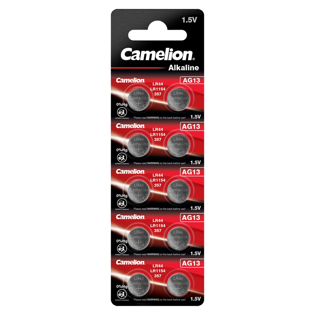 Patarei ilma elavhõbedata, AG13/LR44/357, B10, 1,5V, CAMELION, 10 tk