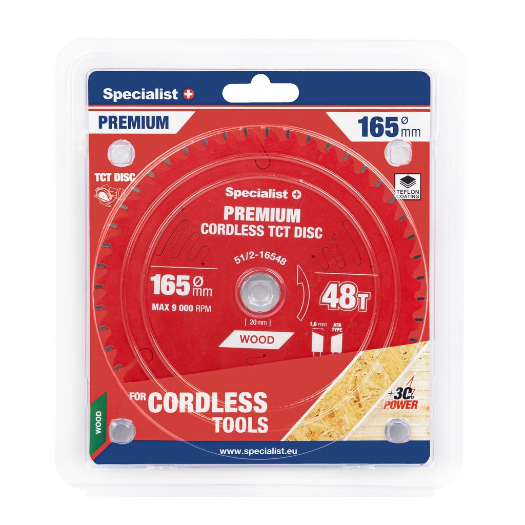 Pjovimo diskas 165x48Tx20mm, Cordless PREMIUM, SPECIALIST+