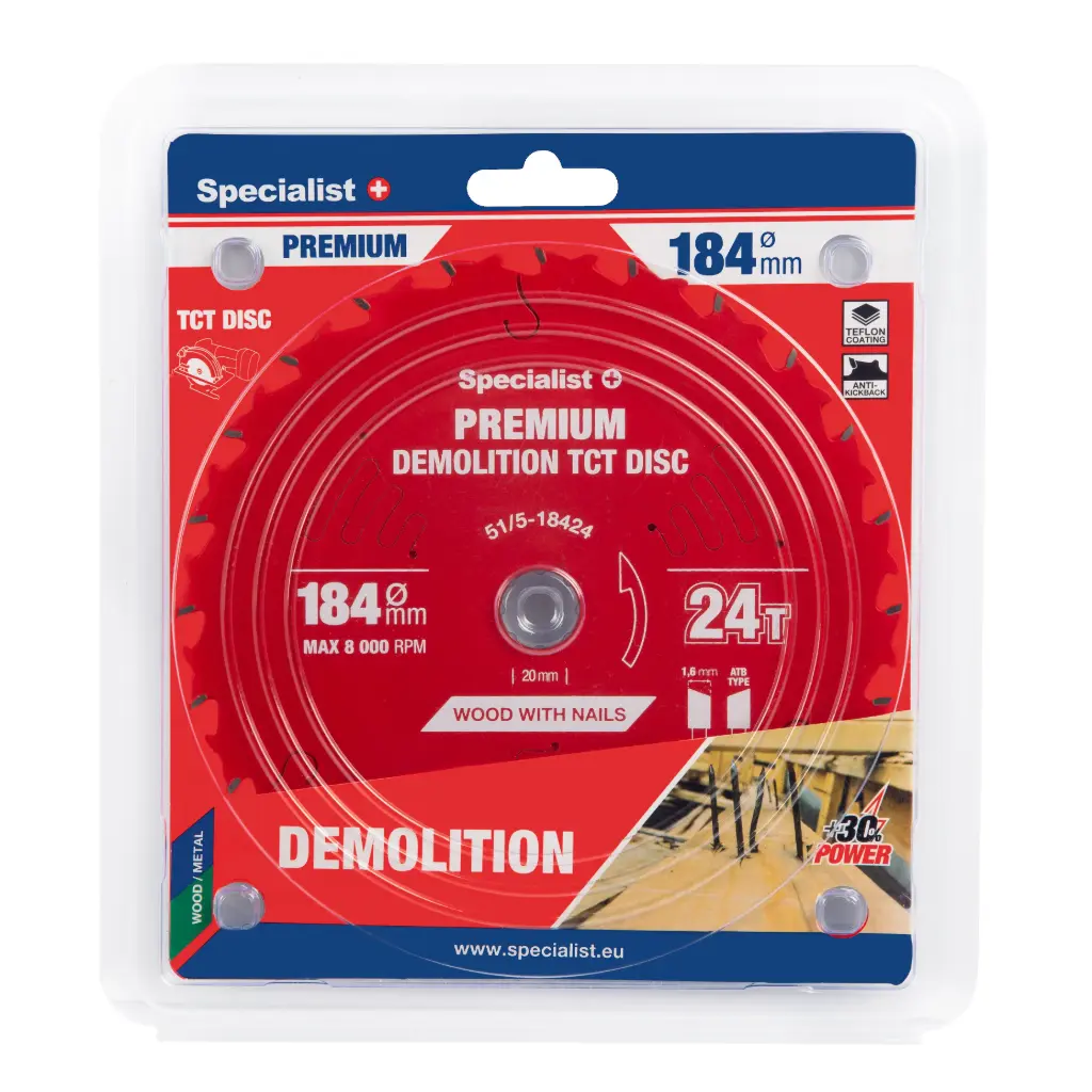 Pjovimo diskas 184x24Tx20/16mm, Demolition PREMIUM, SPECIALIST+
