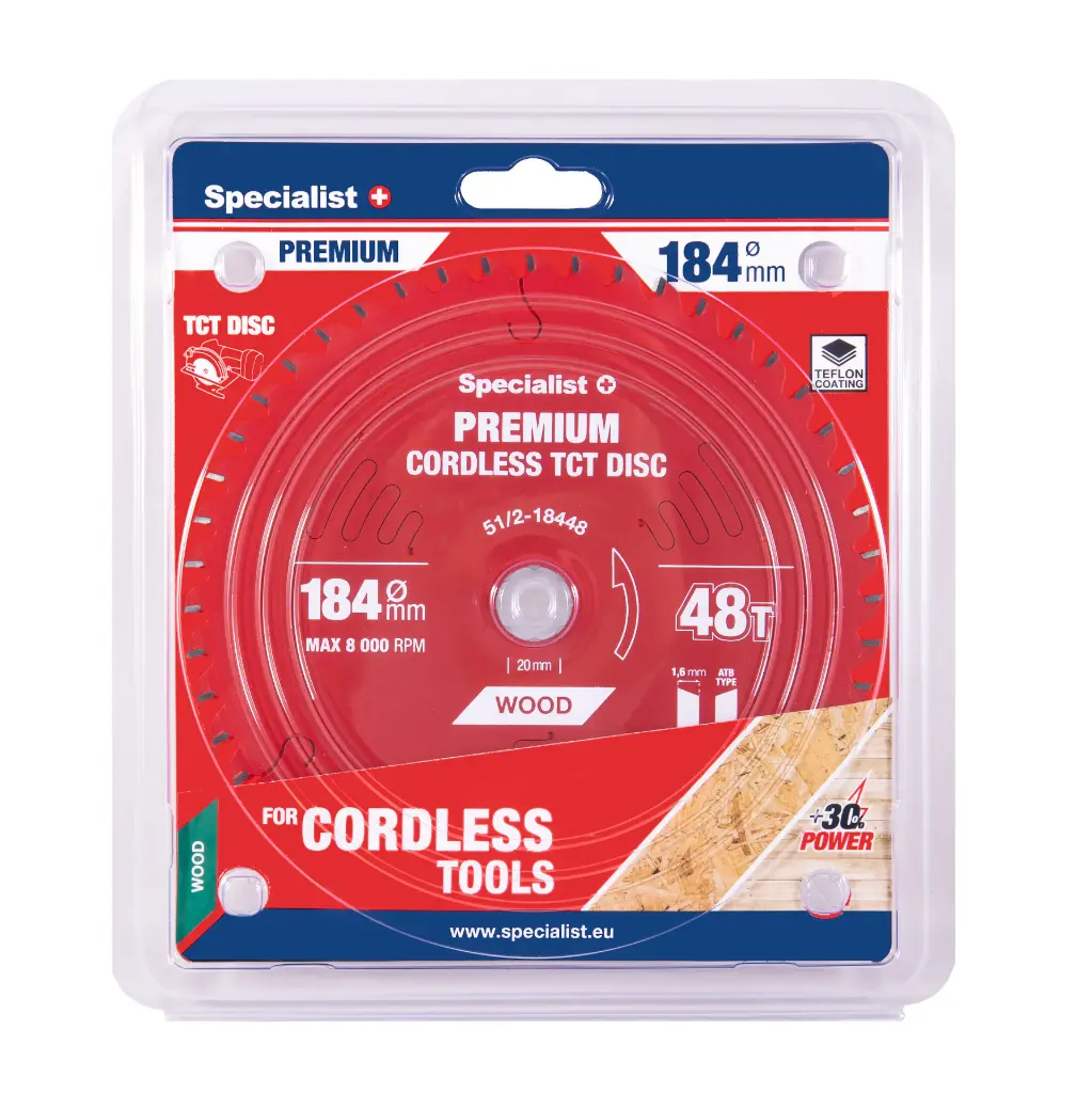 Griešanas disks 184x48Tx20/16mm, Cordless PREMIUM, SPECIALIST+