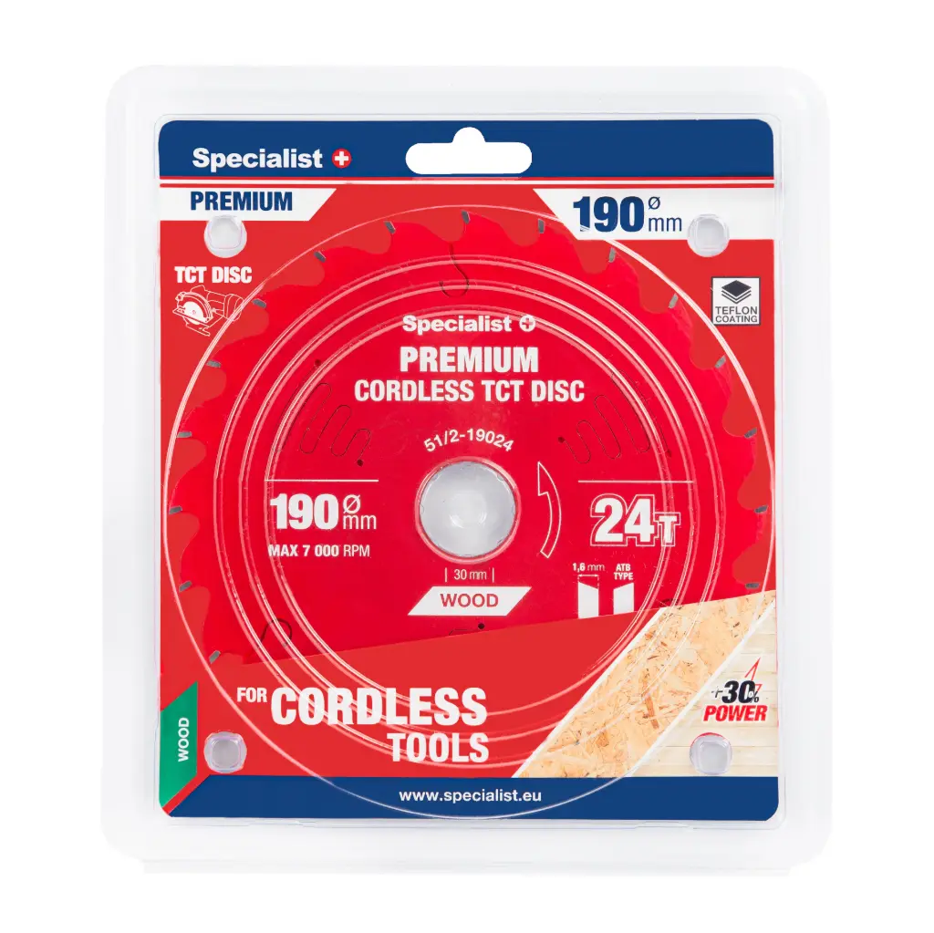Griešanas disks 190x24Tx30mm, Cordless PREMIUM, SPECIALIST+