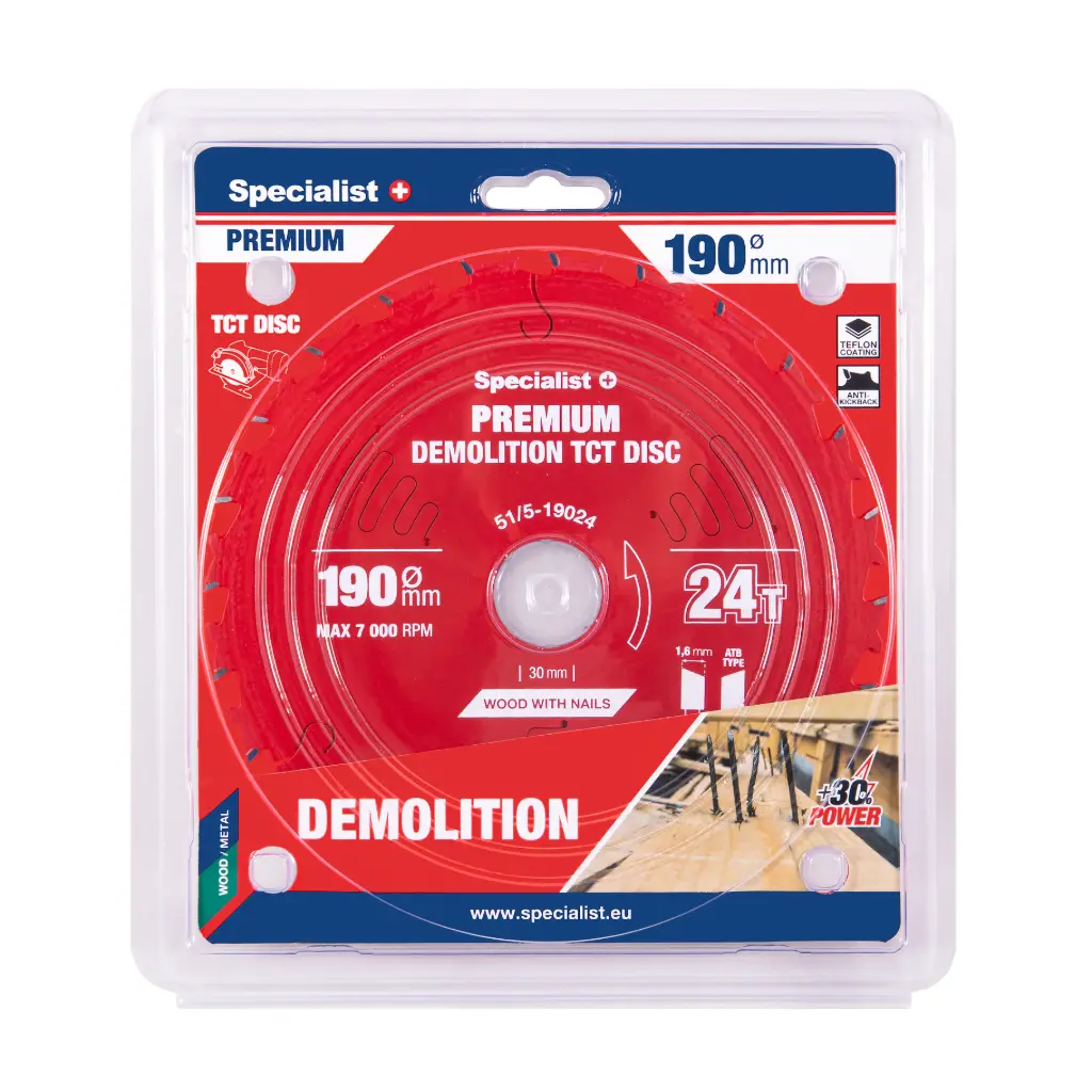 Cutting disc 190x24Tx30mm, Demolition PREMIUM, SPECIALIST+