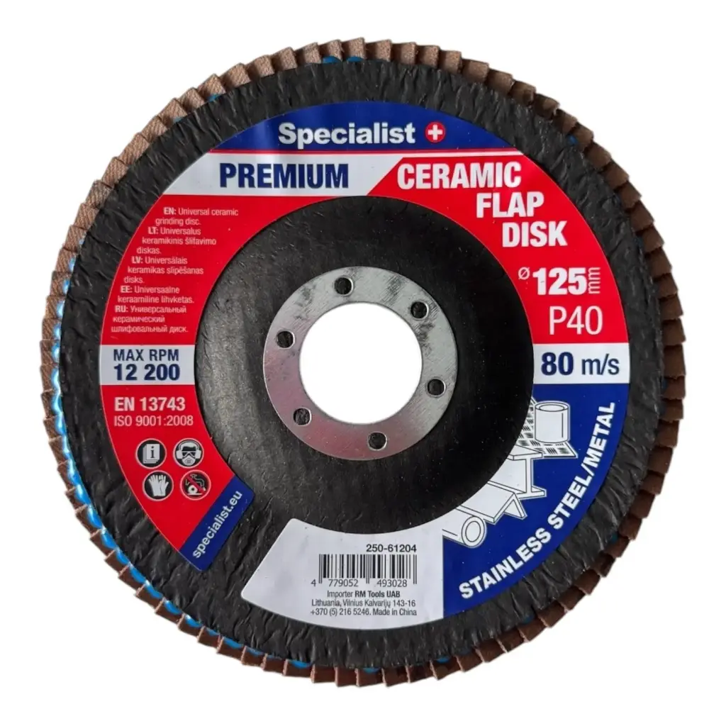 Flap sanding disc 125 mm, P40, Ceramic PREMIUM, SPECIALIST+