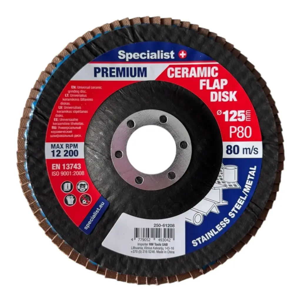 Flap sanding disc 125 mm, P80, Ceramic PREMIUM, SPECIALIST+