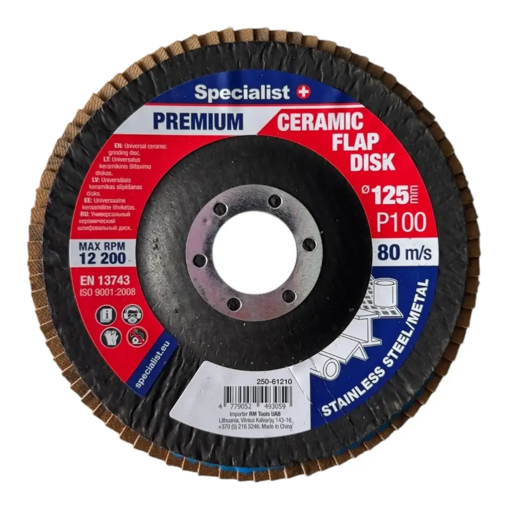 Flap sanding disc 125 mm, P100, Ceramic PREMIUM, SPECIALIST+
