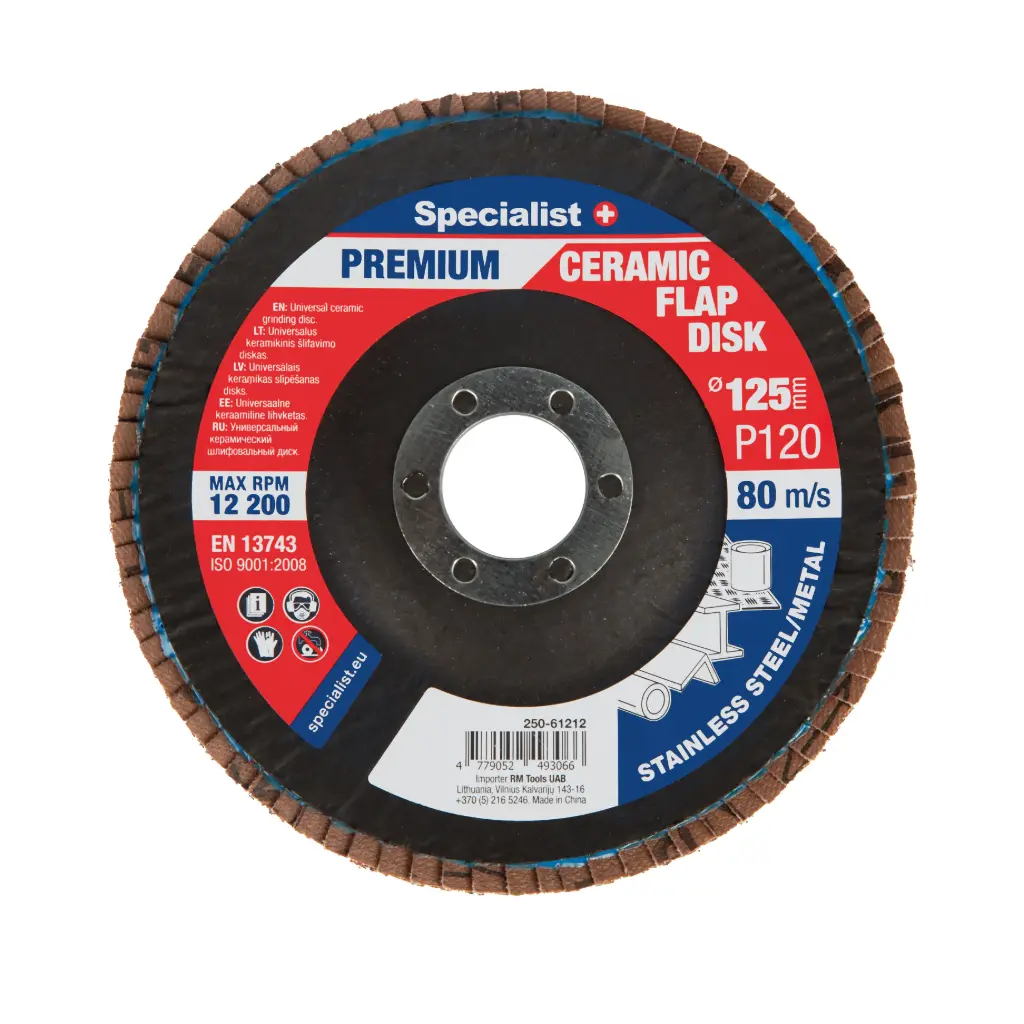Atlokšņu slīpēšanas disks 125 mm, P120, Keramiskais PREMIUM, SPECIALIST+