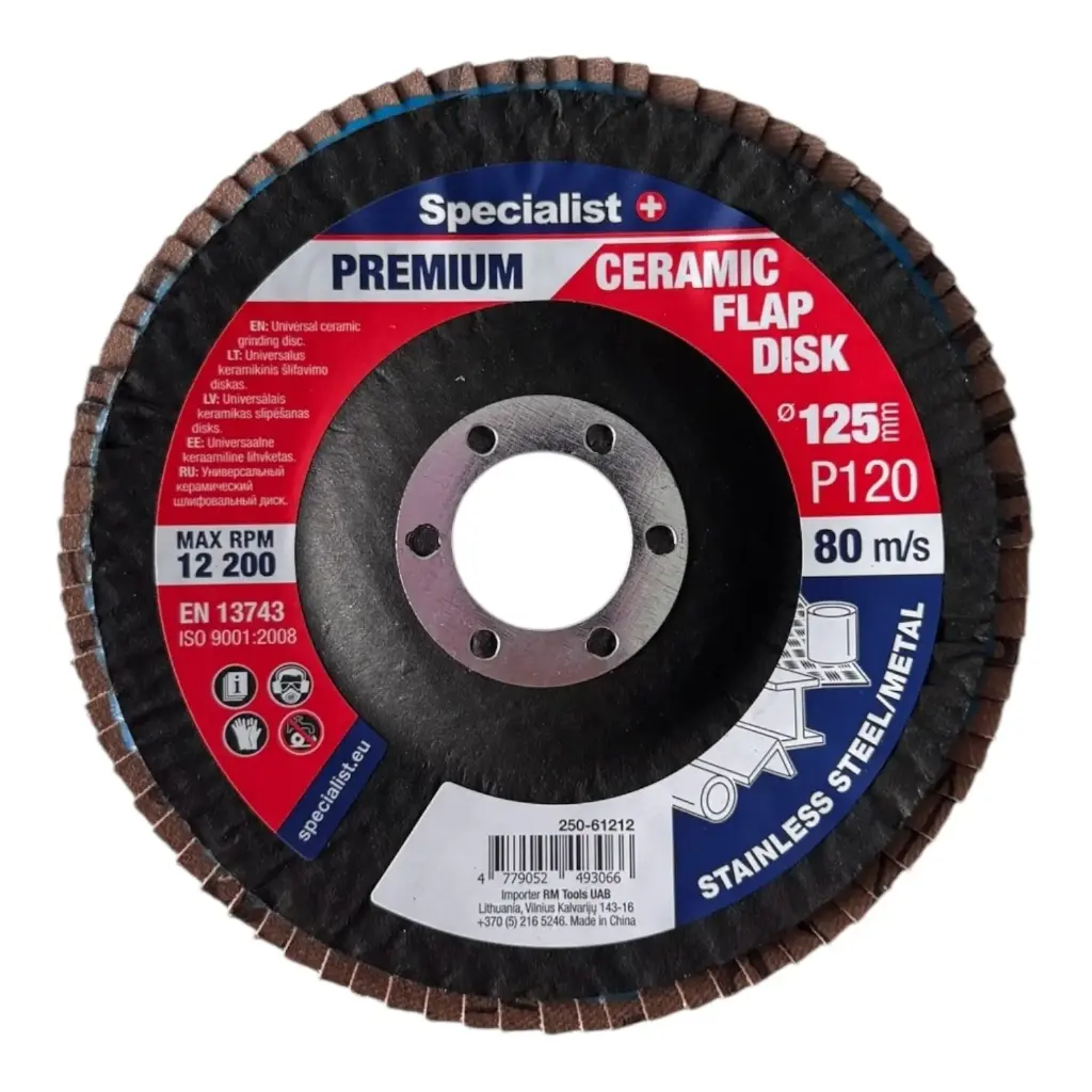 Flap sanding disc 125 mm, P120, Ceramic PREMIUM, SPECIALIST+