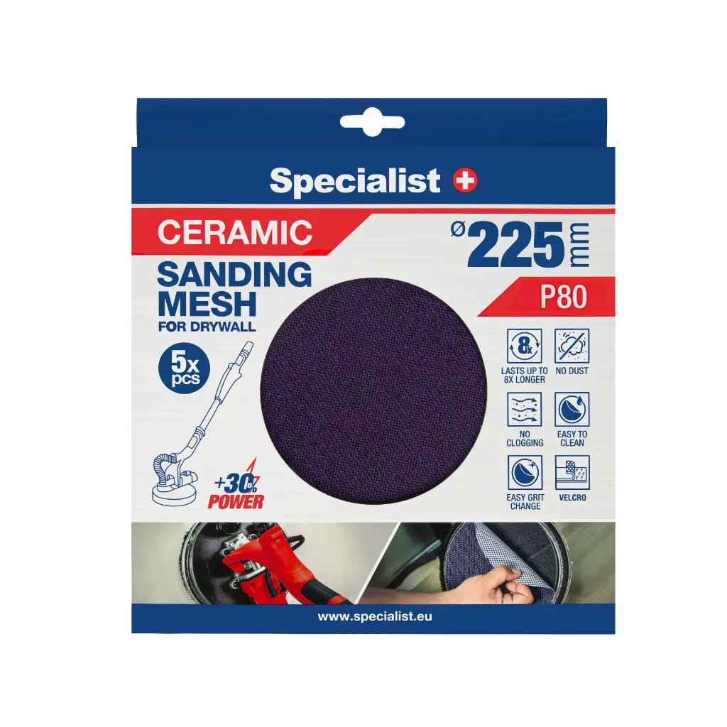 Specialist+ Keramikas Siets MESH, 225 mm P80, 5 gab.