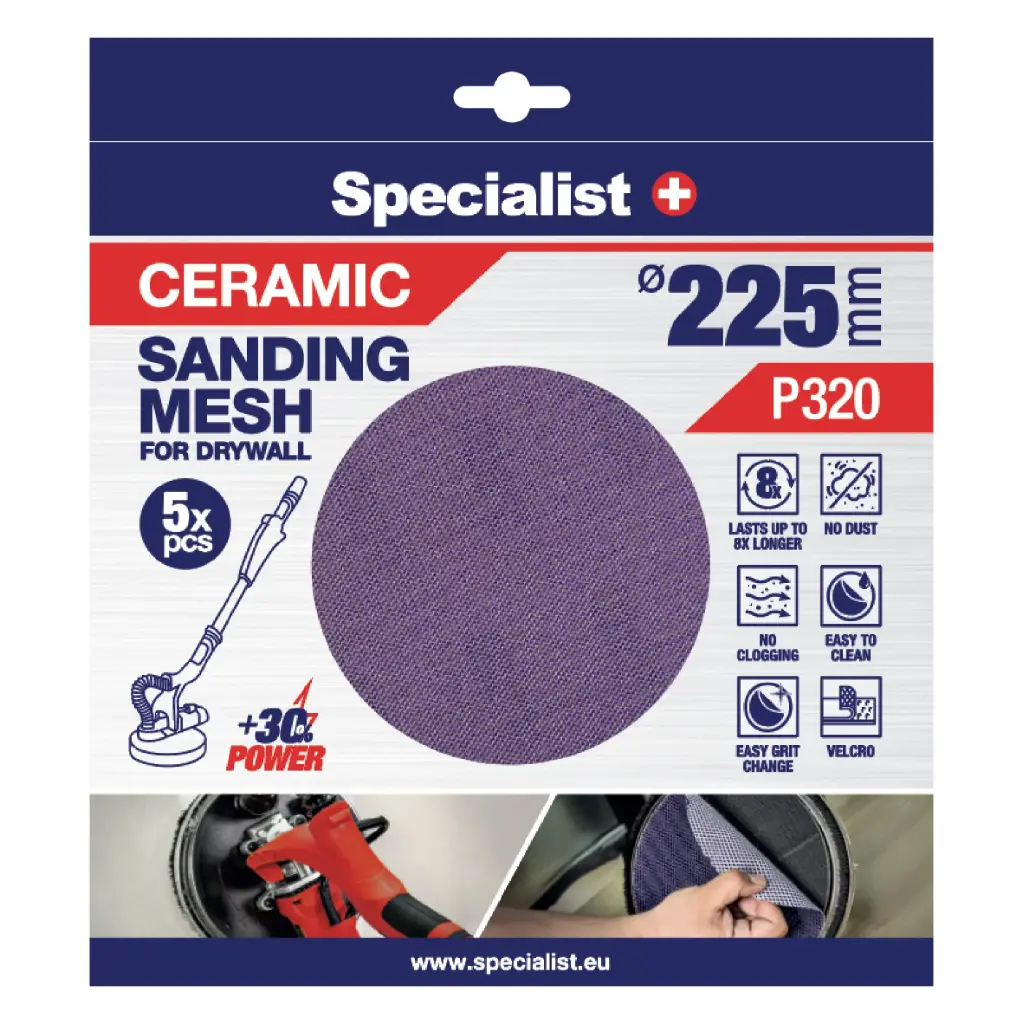 Specialist+ keramikinis tinklelis MESH, 225 mm, P320, 5 vnt.