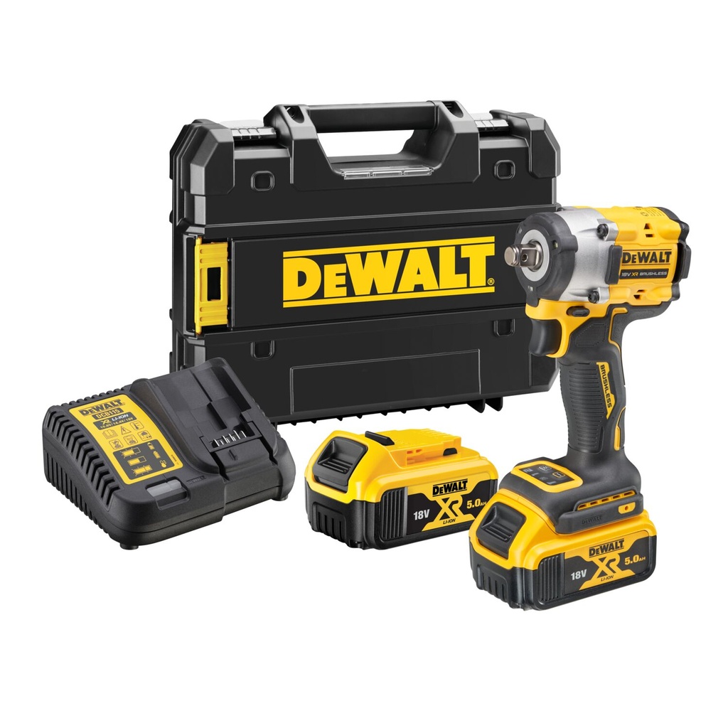Löögiga mutrivõti 1/2", DCF922P2T 18V, 2x5 Ah, DeWALT