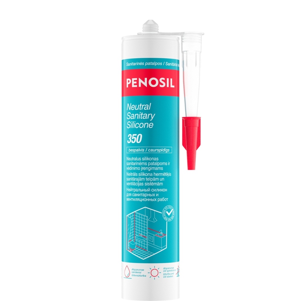 Neutralus silikonas, Neutral Sanitary Silicone 350, bespalvė, 280 ml, PENOSIL