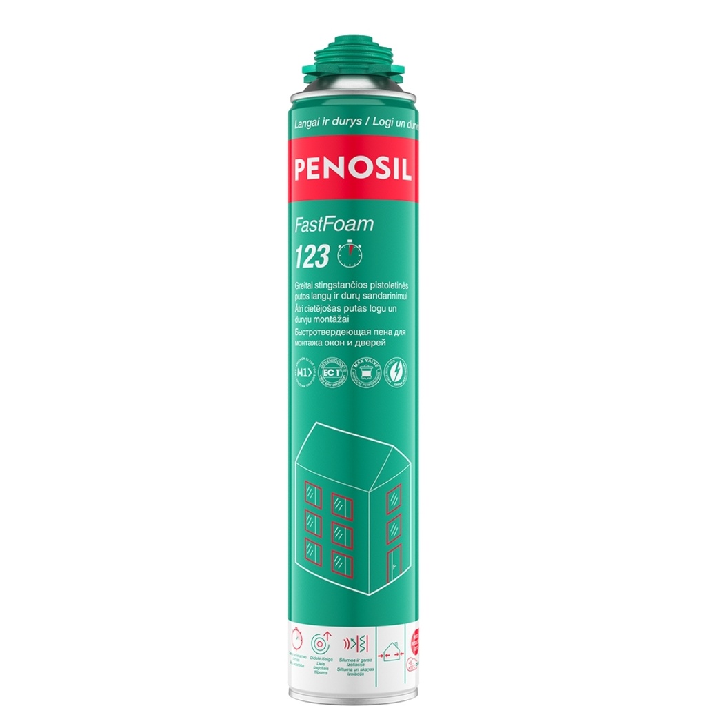 Kiiresti tarduv ehitusvaht FastFoam 123, helekollane, 870 ml, PENOSIL