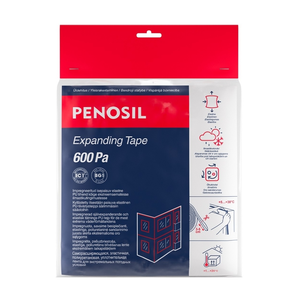 PENOSIL Expanding Tape 600Pa isepaisuv vuugitihend välimiste fassaadi- ja aknavuukide kaitsmiseks, 10/3-5mm, 10m rullis