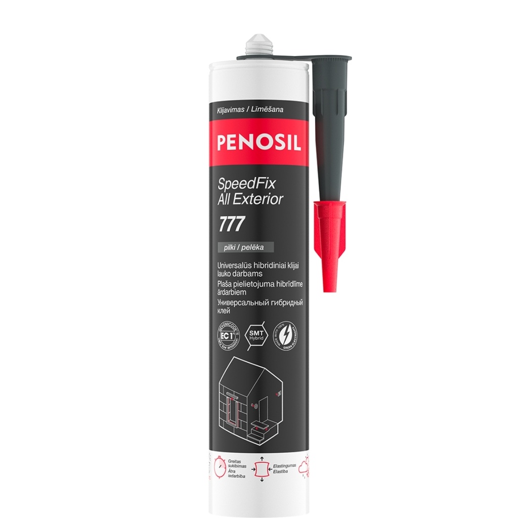 Välistingimustes kasutatav liim SpeedFix All Exterior 777, hall, 290 ml, PENOSIL