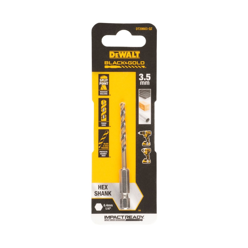 Metāla urbja uzgalis HEX 1/4, 3,5 mm, DeWALT