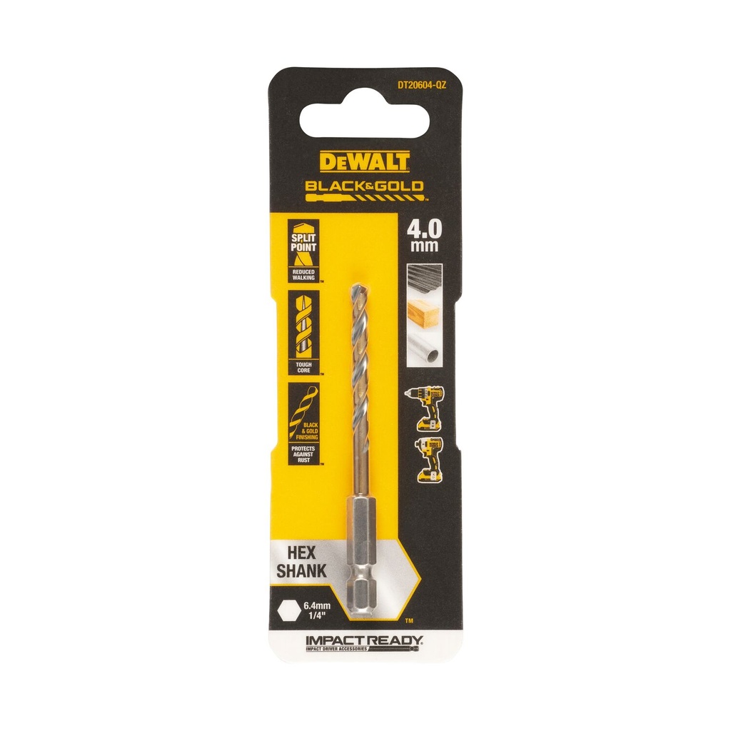 Metal drill bit HEX 1/4, 4.0 mm, DeWALT