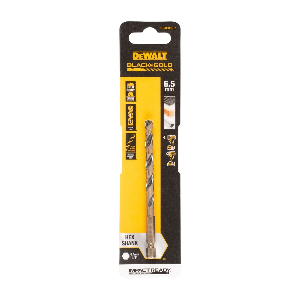 Grąžtas metalui HEX 1/4, 6,5 mm, DeWALT
