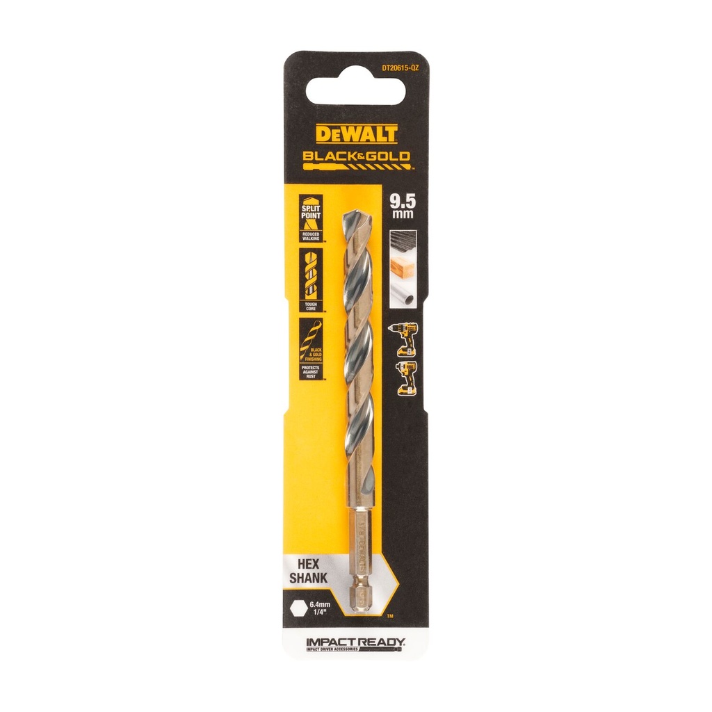 Metal drill bit HEX 1/4, 9.5 mm, DeWALT