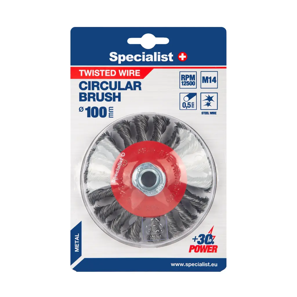 Traatraihvel, keerutatud traadiga, 100 mm, M14, SPECIALIST +