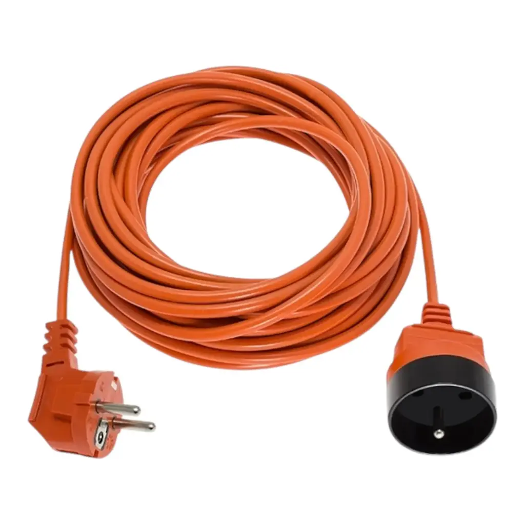 Extension cord 10 m, 3 x 1 mm², 10 A, orange, PVC, OMY, with grounding, DREL
