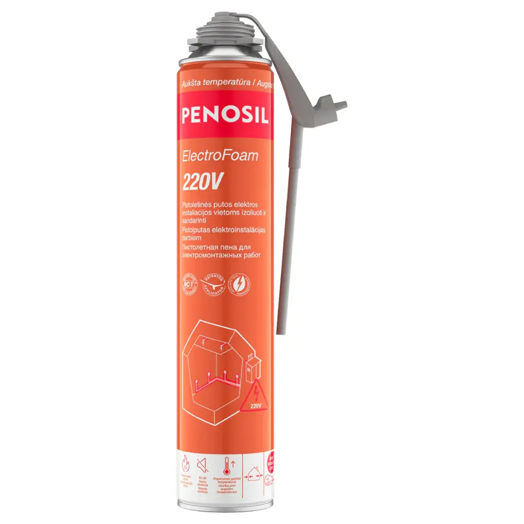 Blīvēšanas putas elektriķiem Electric FOAM 220V, gaiši dzeltenas, 750ml, PENOSIL