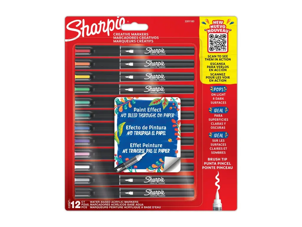 Akriliniai kūrybiniai markeriai vandens pagrindu, 12 vnt, SHARPIE