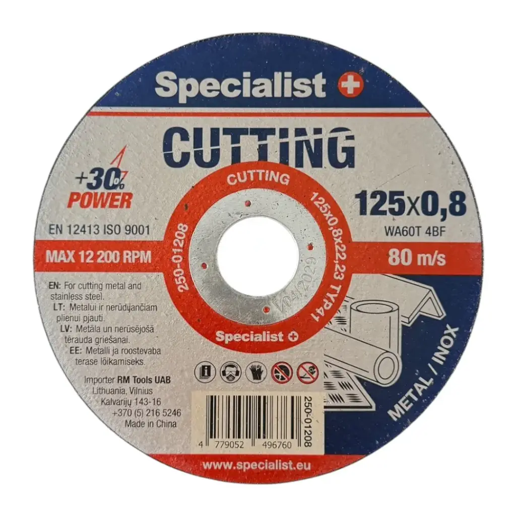 SPECIALIST+ metalo pjovimo diskas CUTTING, 125x0,8x22 mm