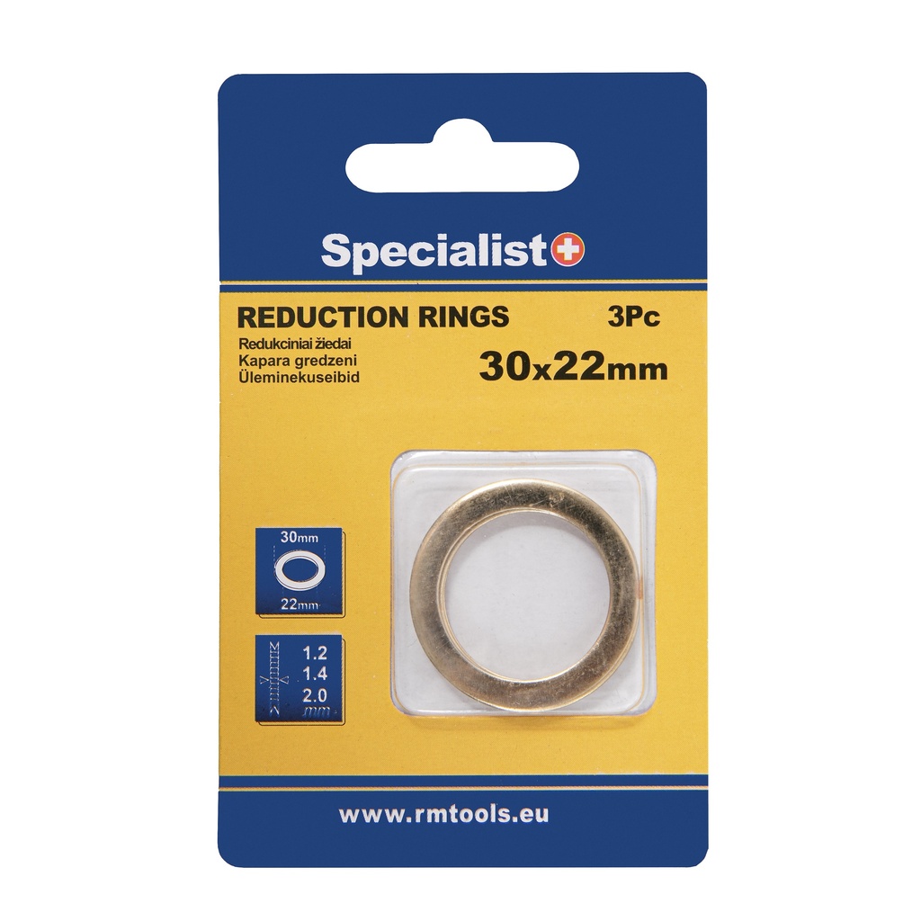 SPECIALIST+ redukcinis žiedas, 30x22x1.2/1.4/2 mm, 3 vnt.