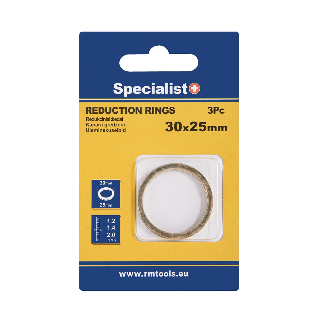 SPECIALIST+ redukcinis žiedas, 30x25x1.2/1.4/2 mm, 3 vnt.