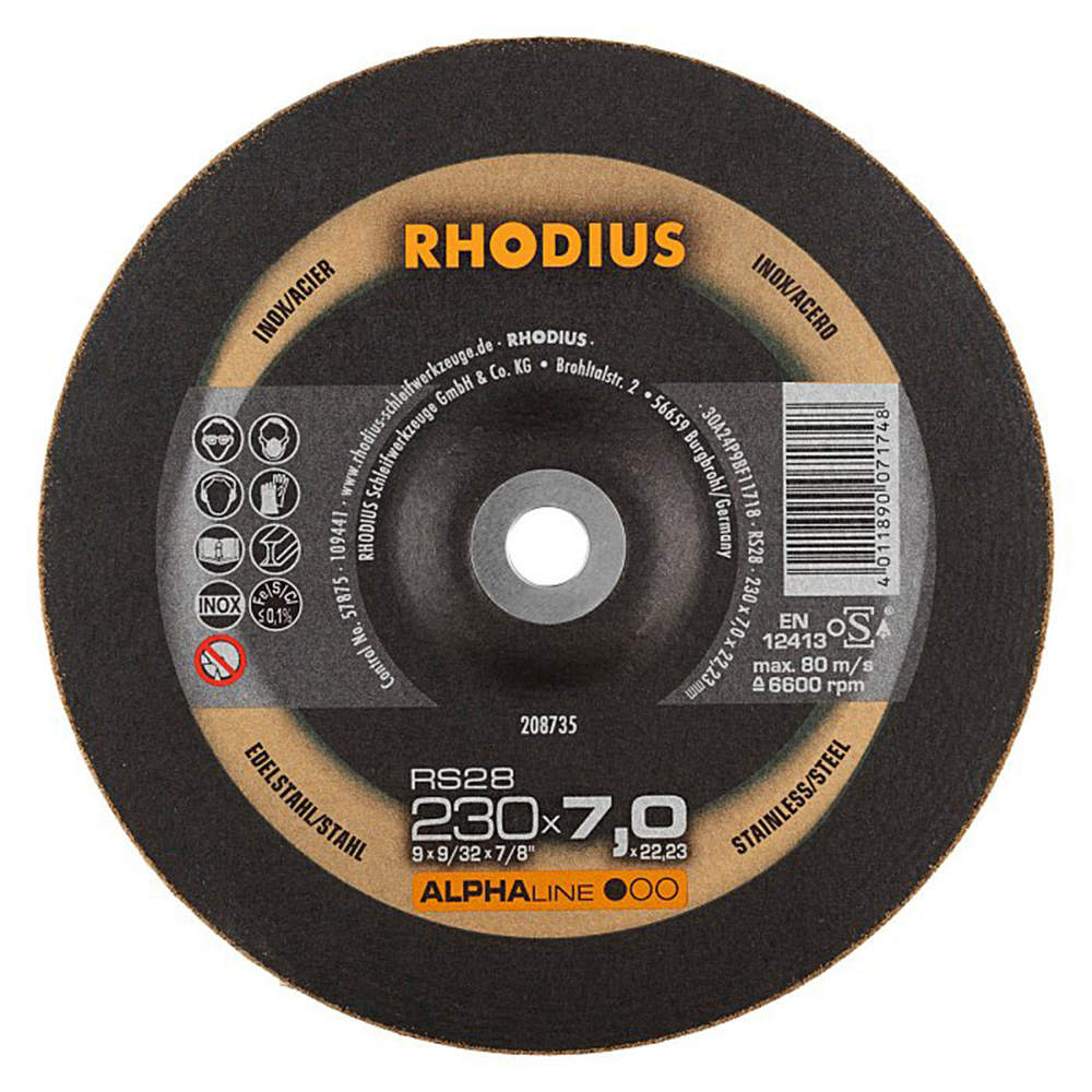 Metallilihvimisketas„RHODIUS" 230x7x22,2 mm
