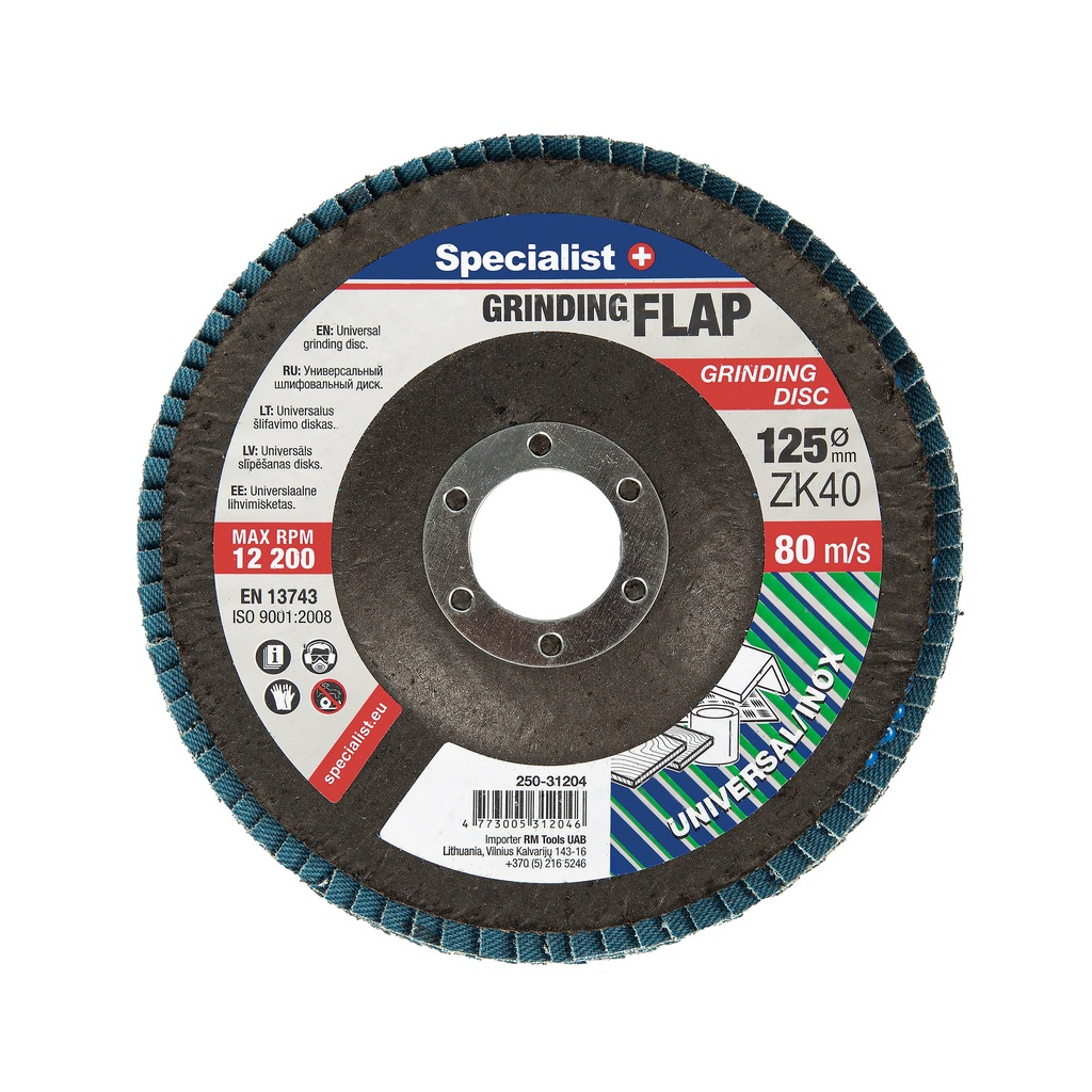 SPECIALIST+ vēdekļveida slīpēšanas disks ZK40, 125 mm