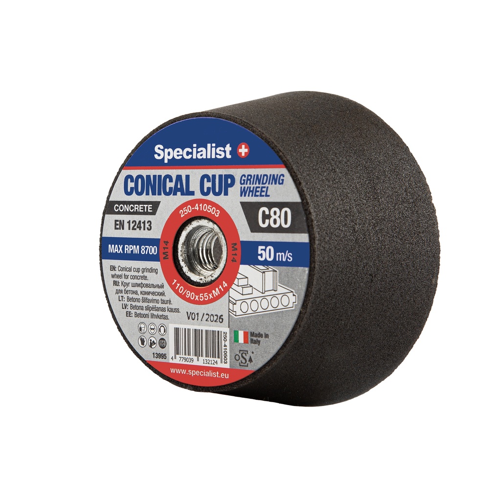 SPECIALIST+ conical cup grinding wheel C80, 110/90x55xM14