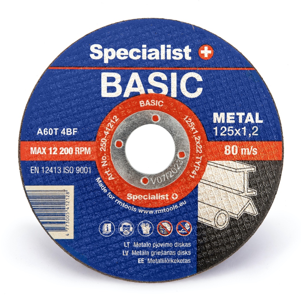 SPECIALIST+ metalo  pj. diskas BASIC, 125x1.2x22 mm