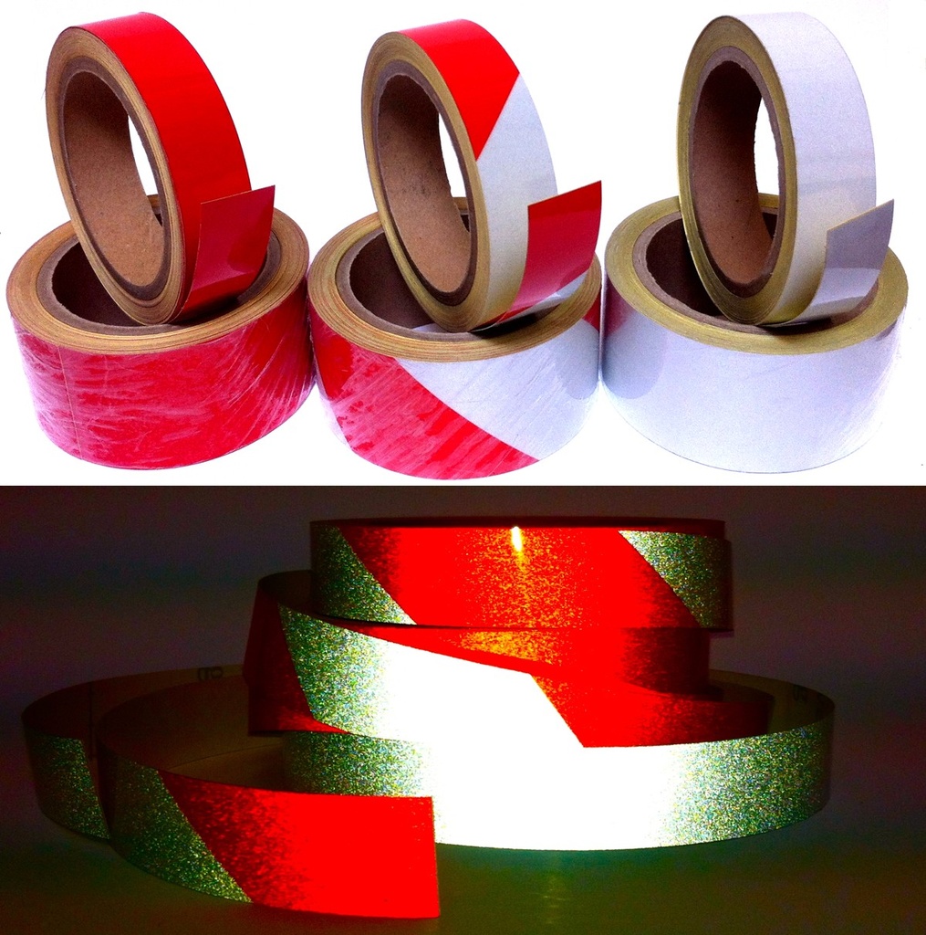 25MMx10M red/white reflective tape