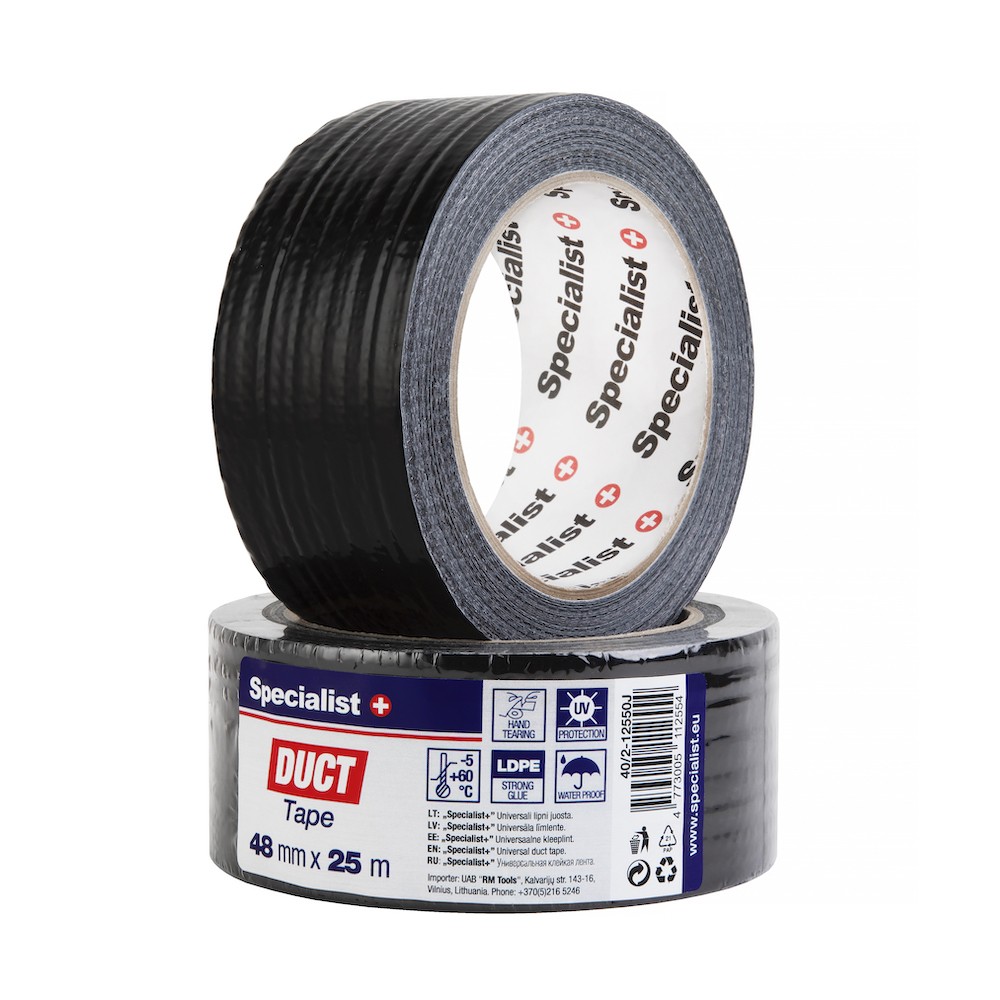 SPECIALIST+ läbipaistev teip, 48 mm x 25 m, must