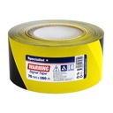 SPECIALIST+ warning barrier tape, black/yellow, 250 m x 75 mm