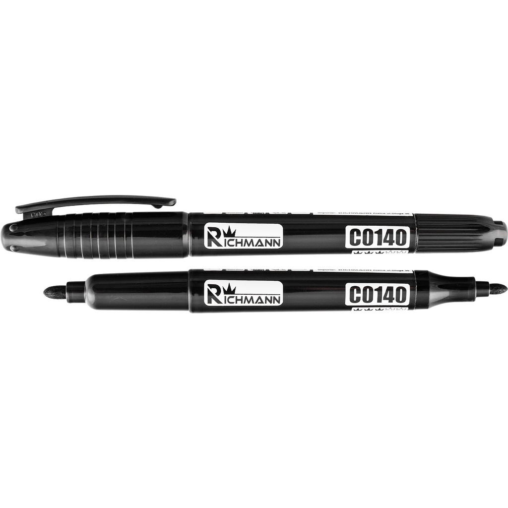 Juodas dvigubas markeris 1-2 mm