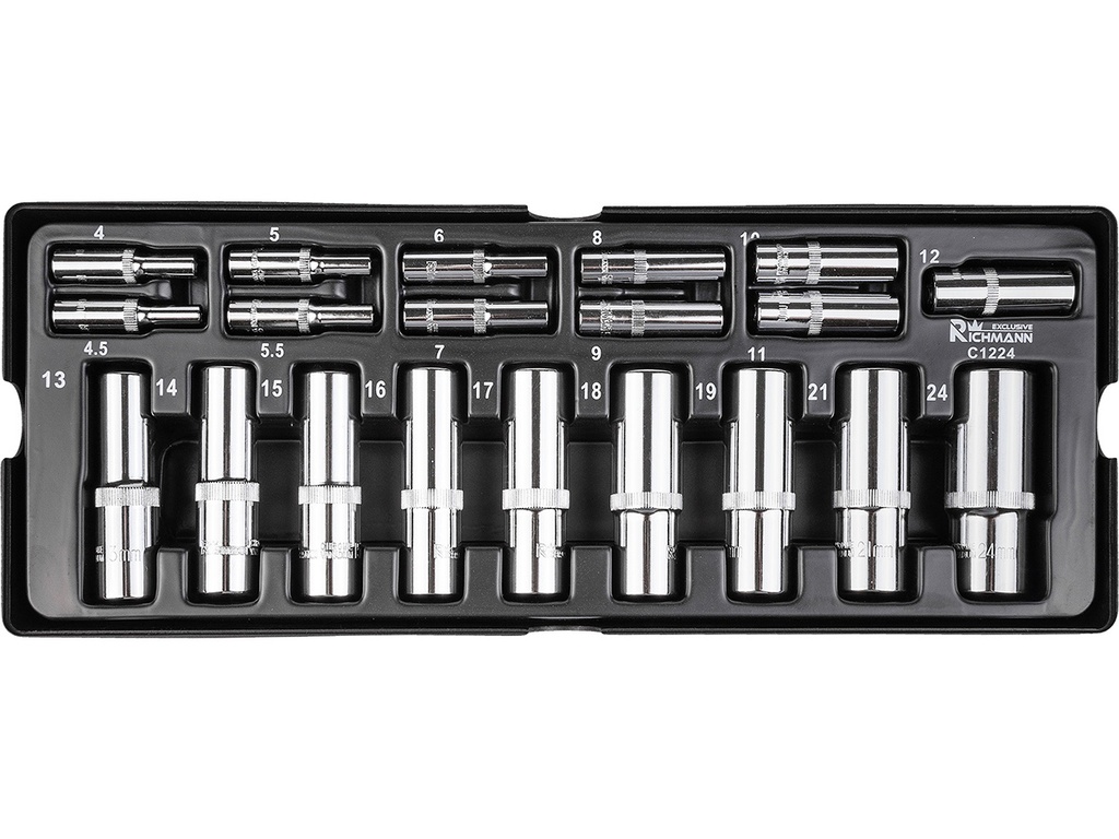 Pikendatud padrunike komplekt 1/4- 1/2, 4-24 mm