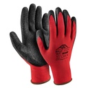 Rõivad, tööohutus / Kätekaitse / Aplietos dangos / Kindad Active GRIP punased, kaetud krobelise musta värvi lateksiga