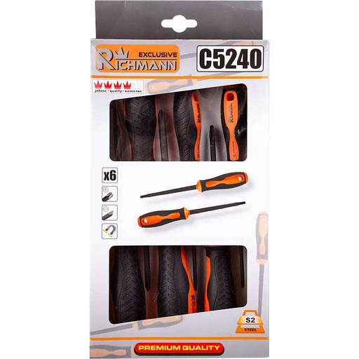 [42-C5240] Screwdrivers Corona S2 steel 6 pcs.