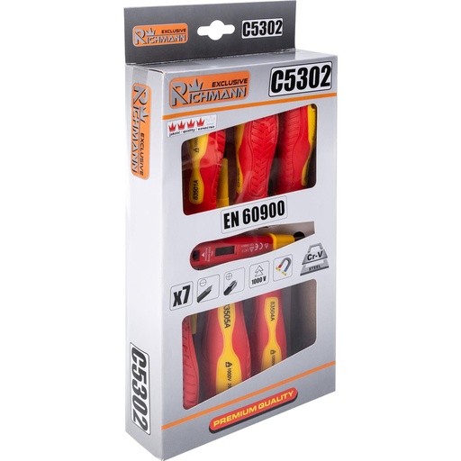[42-C5302] ELECTRICAL SCREDRIVERS 6 PCS + TESTER EN60900