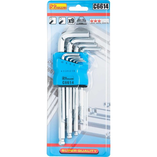 [42-C6614] Hexagonal keys 1,5-10 mm 9 pcs.