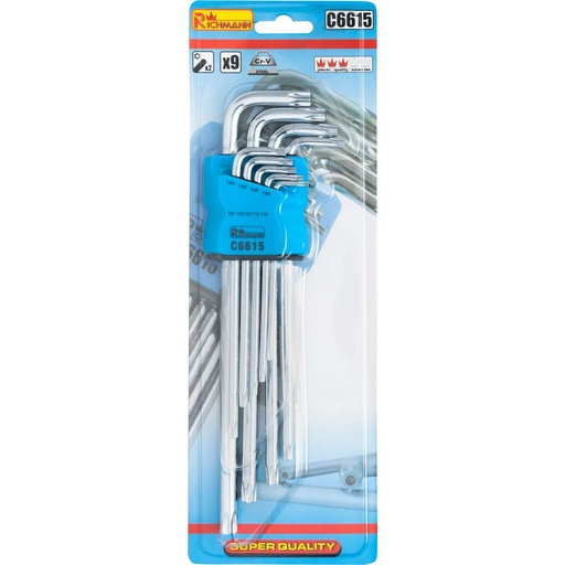 [42-C6615] TORX KEYS "CORONA" T10-T50, EXTRA LONG, 9 PCS