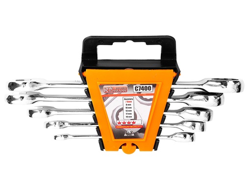 [42-C7400] Raktų kompl. su terkšle 8 - 19 mm, 5 vnt.