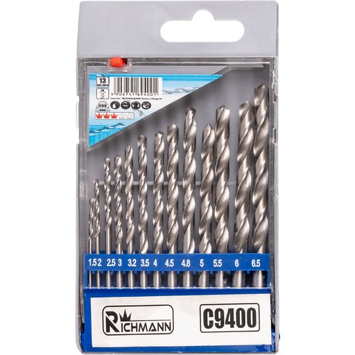 [42-C9400] Metallipuuride komplekt 1,5-6,5 mm, 12 tk